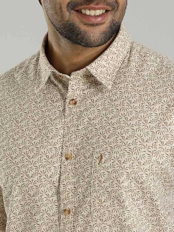 Indian Terrain Men All Over Print Beige Shirt